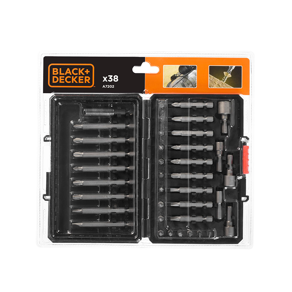 Black+Decker A7202-XJ 38-Delige Schroevendraaier- en Bitset – Uitgebreid assortiment voor veelzijdig schroefwerk