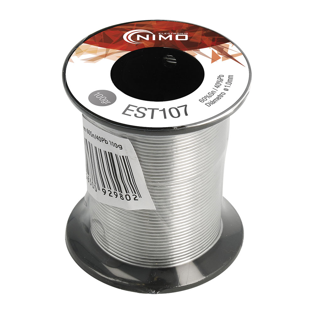 Nimo EST 107 Premium Soldeertin: 60/40 Legering | 1mm x 100g | Met 2% Flux voor Schone Verbindingen