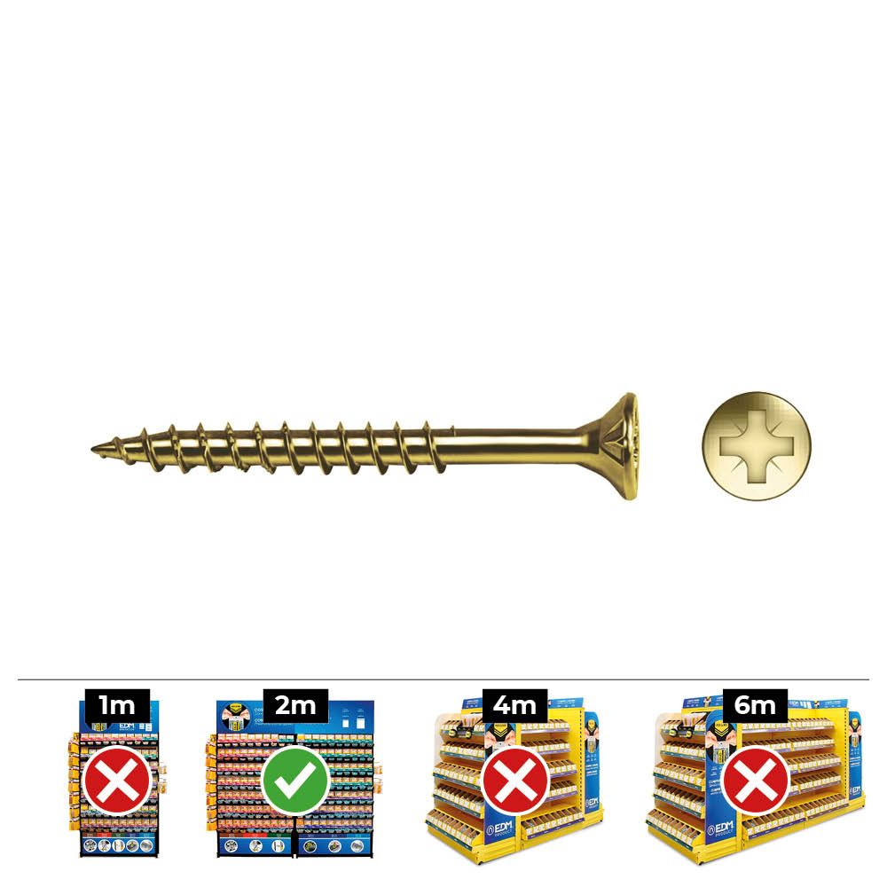 Pak van 50 houtspaanplaatschroeven – Superieure grip en duurzaamheid voor extra dikke houtdelen – 6×90 mm – DIN/REF VLOXP – Bricomat + smering – Celo