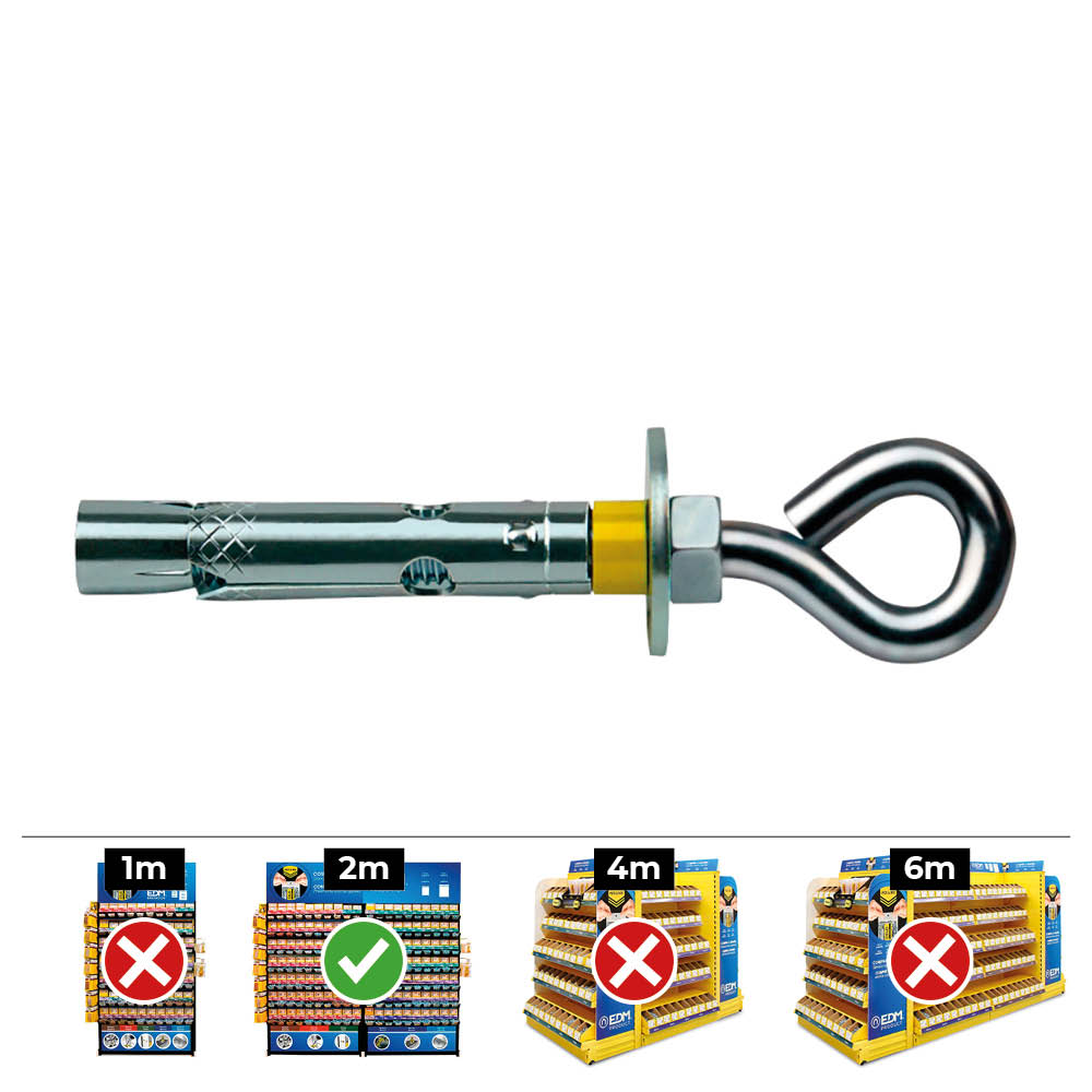 Pak van 10 roestvrij stalen expansieve schroeven Dnbol met gesloten ringhaak – Sterke bevestiging voor zware lasten – 10 x 60 mm – DIN/REF DA – Celo