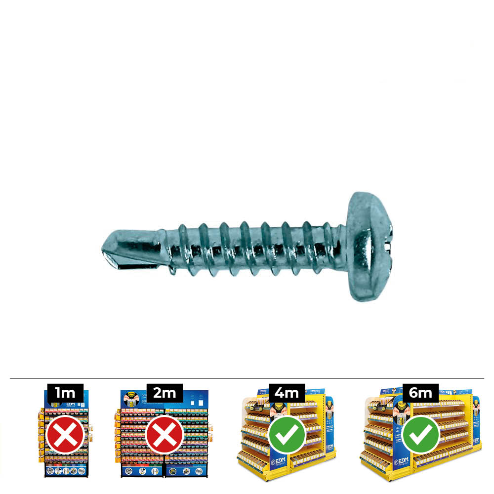 Doos met 250 stuks Phillips rondkop zelfborende schroeven – Superieure grip voor dikkere materialen – 4,8 x 25 mm – DIN/REF 7504N – Zink