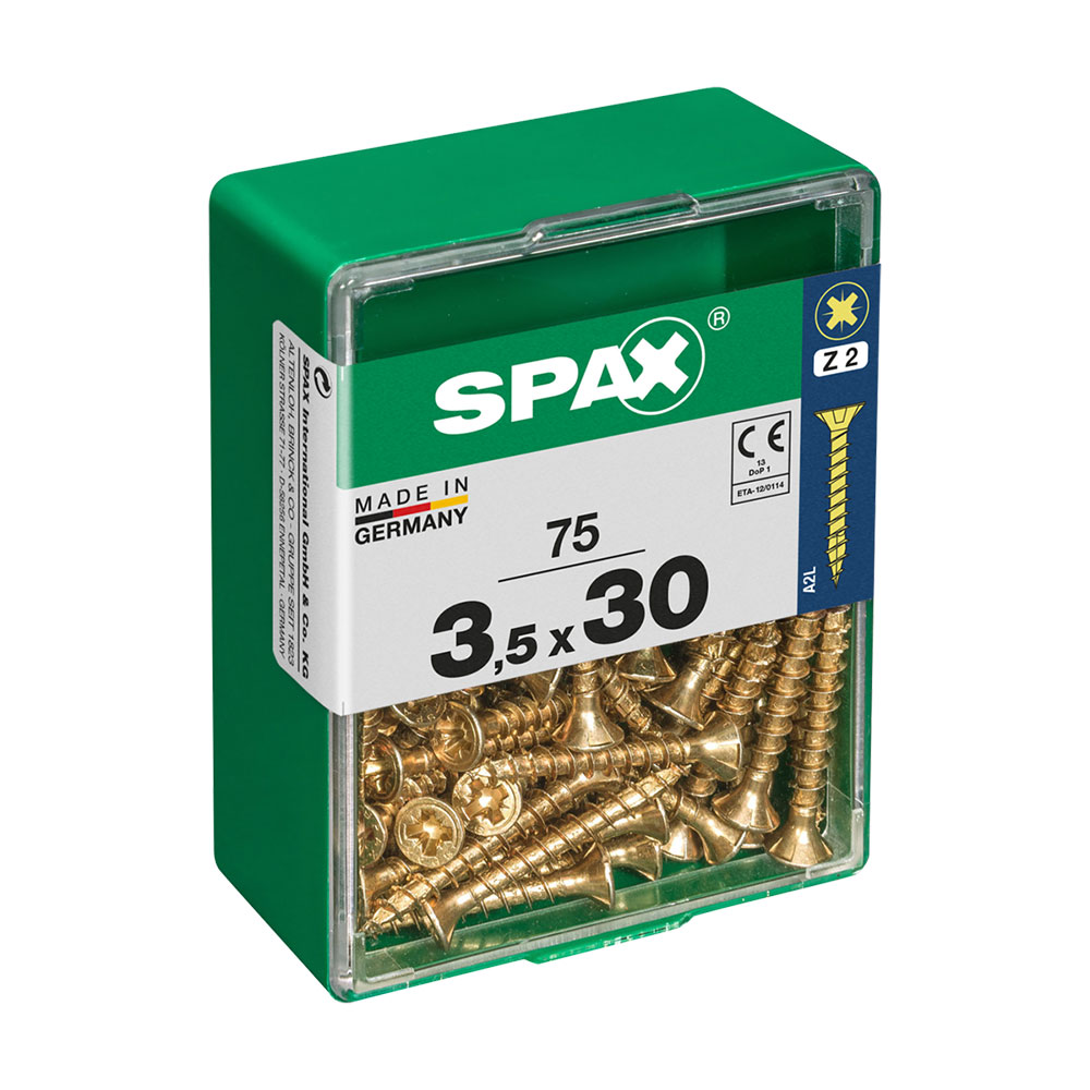 SPAX Cabine Houtschroef Plat Geelox 3,5x30mm: Grootschalige Projecten (75 stuks)