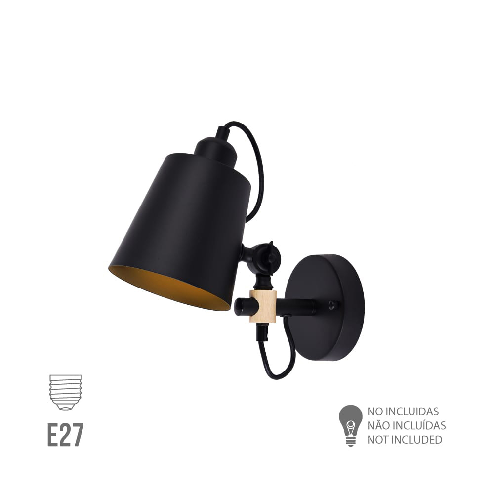 Geef Je Muur een Stijlvolle Upgrade: E27 Metalen Wandlamp, 25x27cm, Zwart Design!