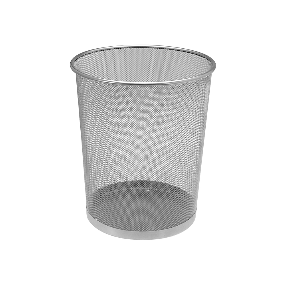 Stijlvolle zilverkleurige metalen prullenbak – Ruime capaciteit en chique uitstraling – Diam. 29.5xH35cm Milan