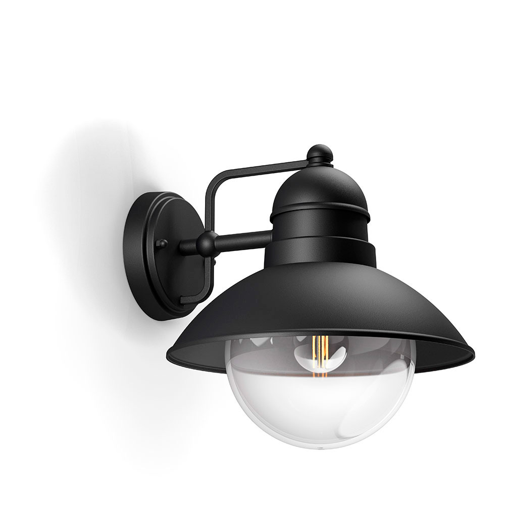 Industriële stoerkracht voor uw interieur – Wandlamp E27 Zwart Hoverfly van Philips