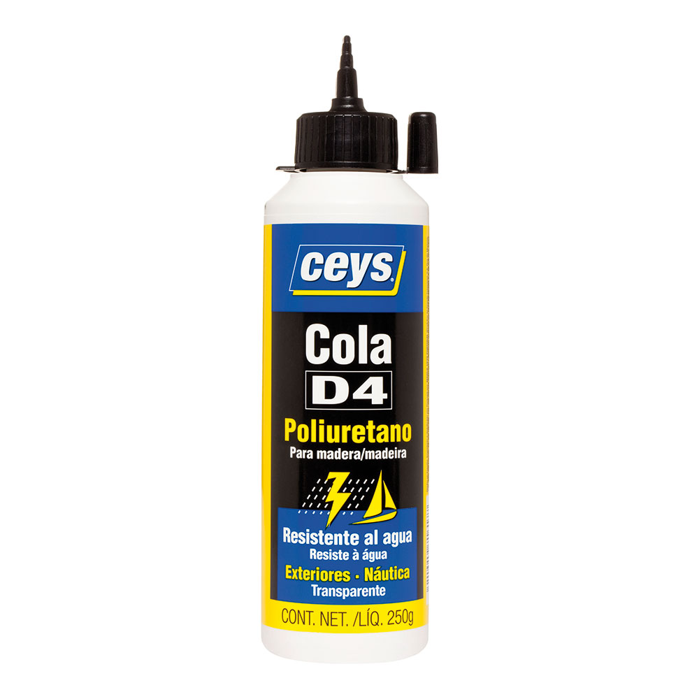 Ceys cola d4 polyurethaan fles 250g 501617 – één-component polyurethaanlijm, sterk en waterbestendig (en204), ideaal voor buiten- en nautische toepassingen