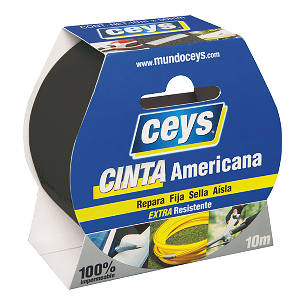 Ceys american tape zwart rol 10m x 50mm 507605 – multifunctioneel en supersterk plakband voor het snel en gemakkelijk repareren, bevestigen, afdichten, verbinden en isoleren