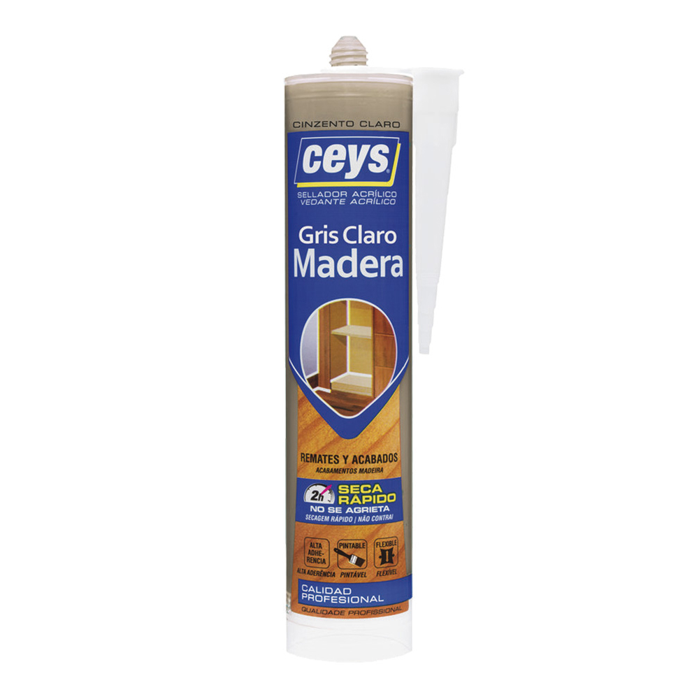 Ceys houtkit lichtgrijs auto 9 patronen – speciale acrylaatkit voor het subtiel afdichten van voegen tussen lichtgrijze houten oppervlakken en andere materialen