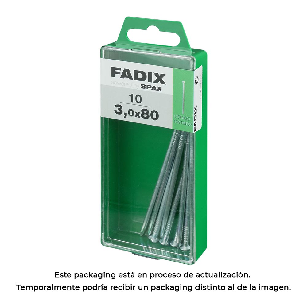 Box M met 10 stuks superieure en roestbestendige CP stalen spijkers 3,0x80mm van FADIX