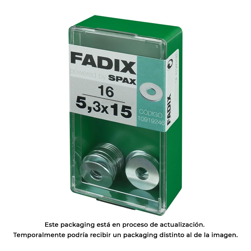 Doos S met 16 stuks brede en stevige zink platte sluitringen 5,3x15mm van FADIX – belastbaar