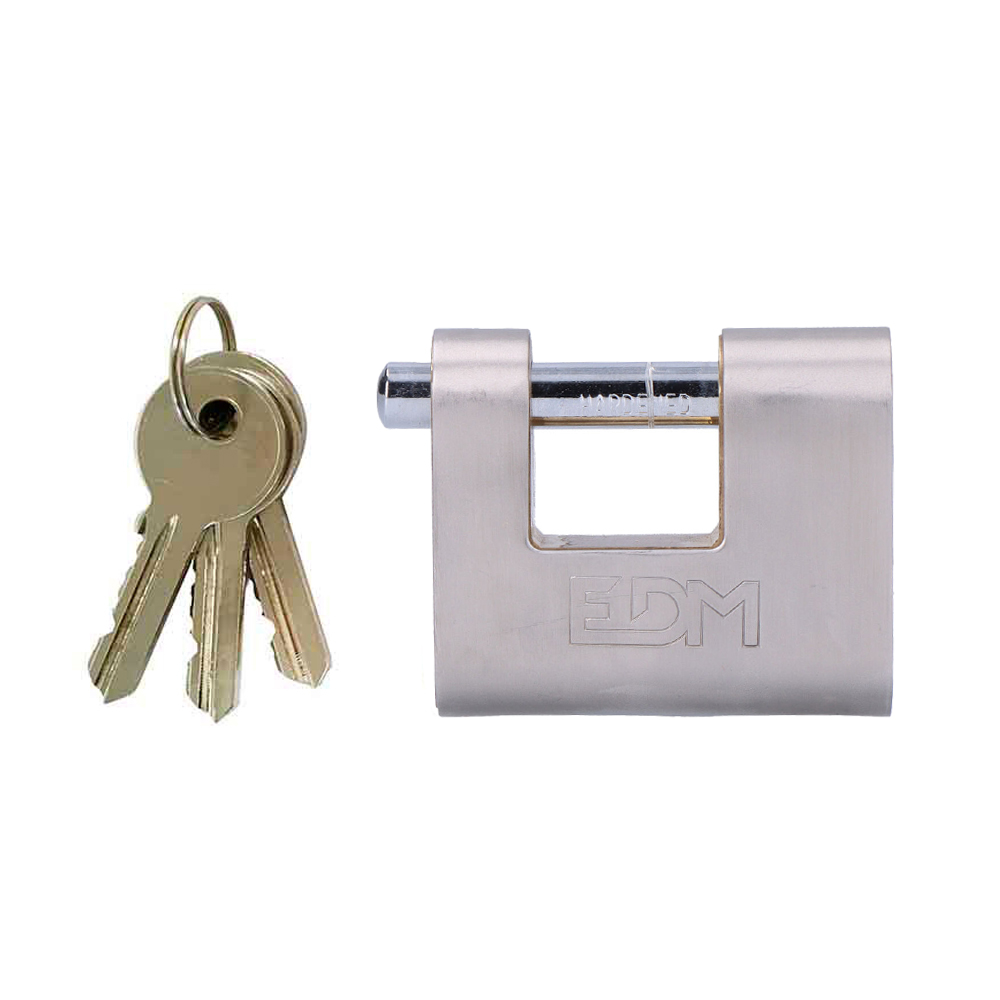 Extra Veilig Messing Hangslot met Smalle Beugel – 60,5 x 53 x 25,5 mm – Blister – Compatibel met Silca VAR3 en JMA-9D sleutels